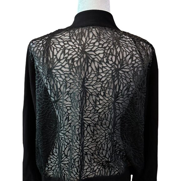 Calvin Klein Womens Black Sheer Lace Back Cardigan Sweater 2X - Picture 4 of 7